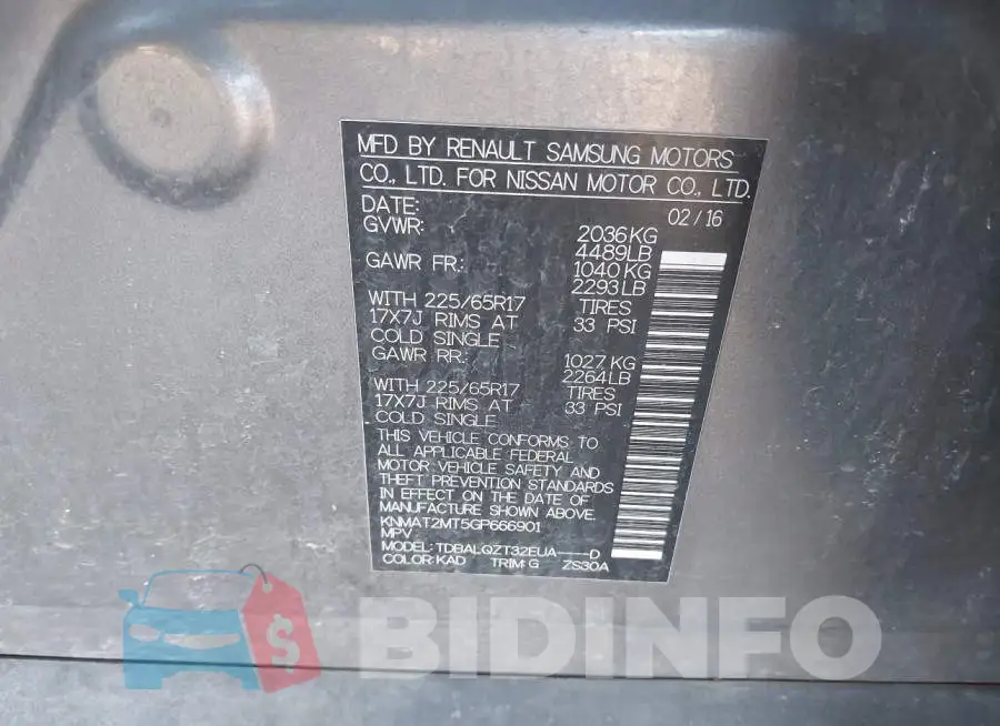 KNMAT2MT5GP666901 Photo# 9