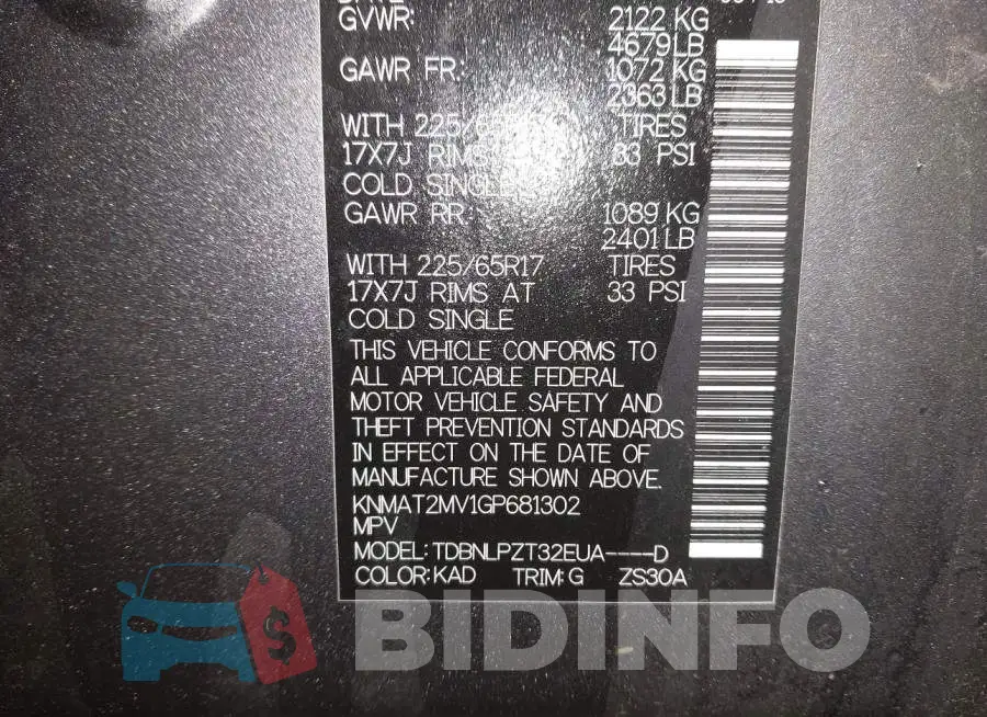 KNMAT2MV1GP681302 Photo# 9