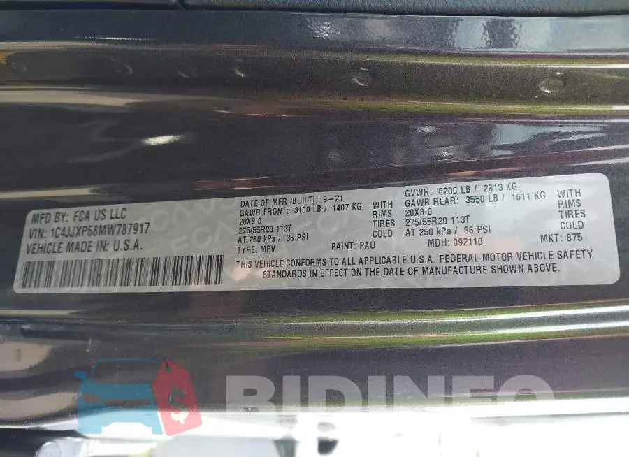 1C4JJXP68MW787917 Photo# 9