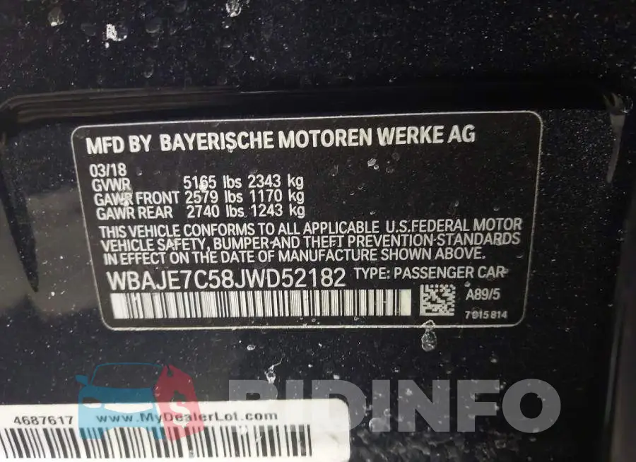 WBAJE7C58JWD52182 Photo# 9