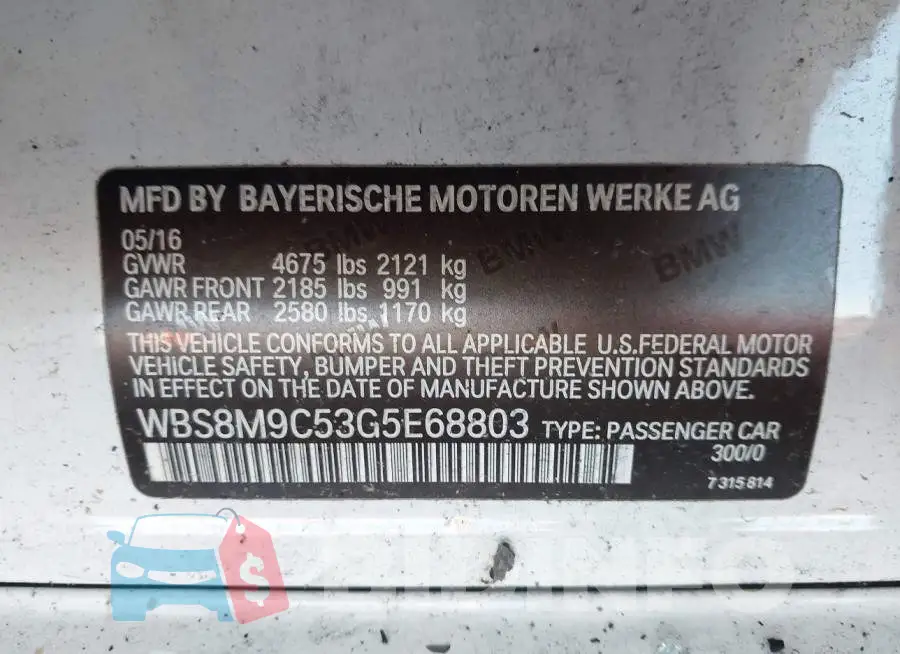 WBS8M9C53G5E68803 Photo# 9