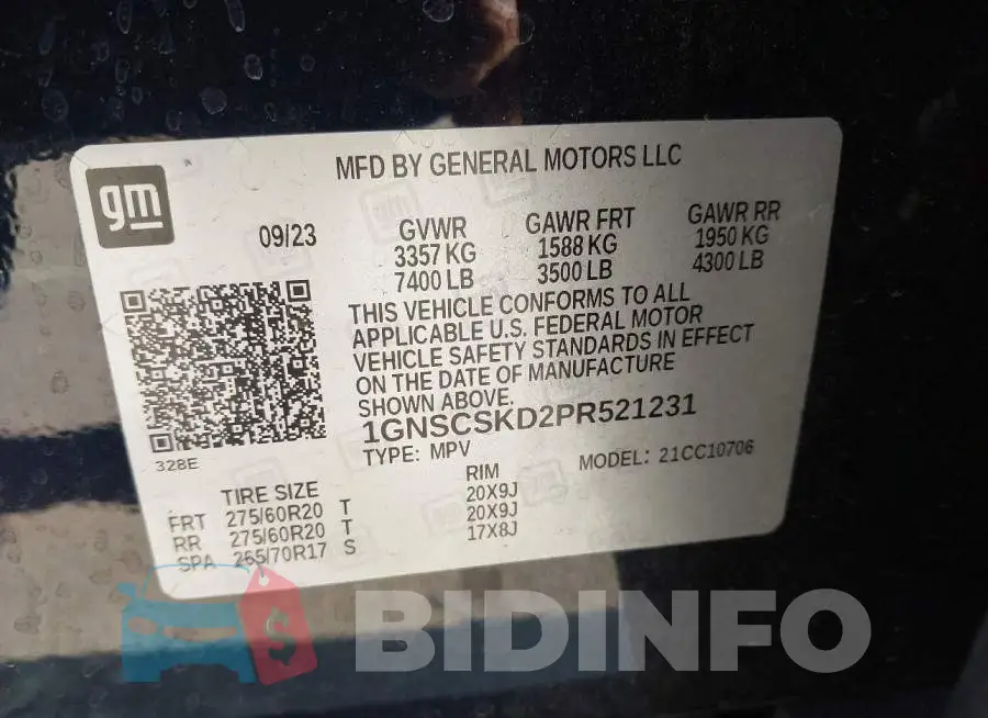 1GNSCSKD2PR521231 Photo# 9