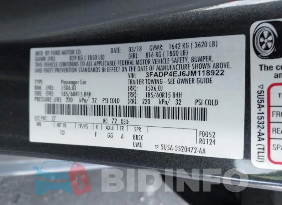3FADP4EJ6JM118922 Photo# 9