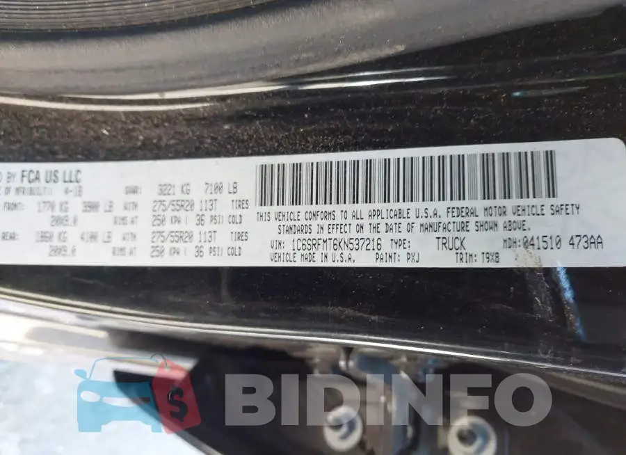 1C6SRFMT6KN537216 Photo# 9