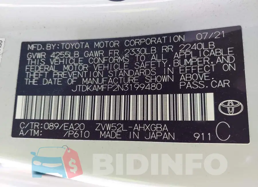 JTDKAMFP2N3199480 Photo# 9