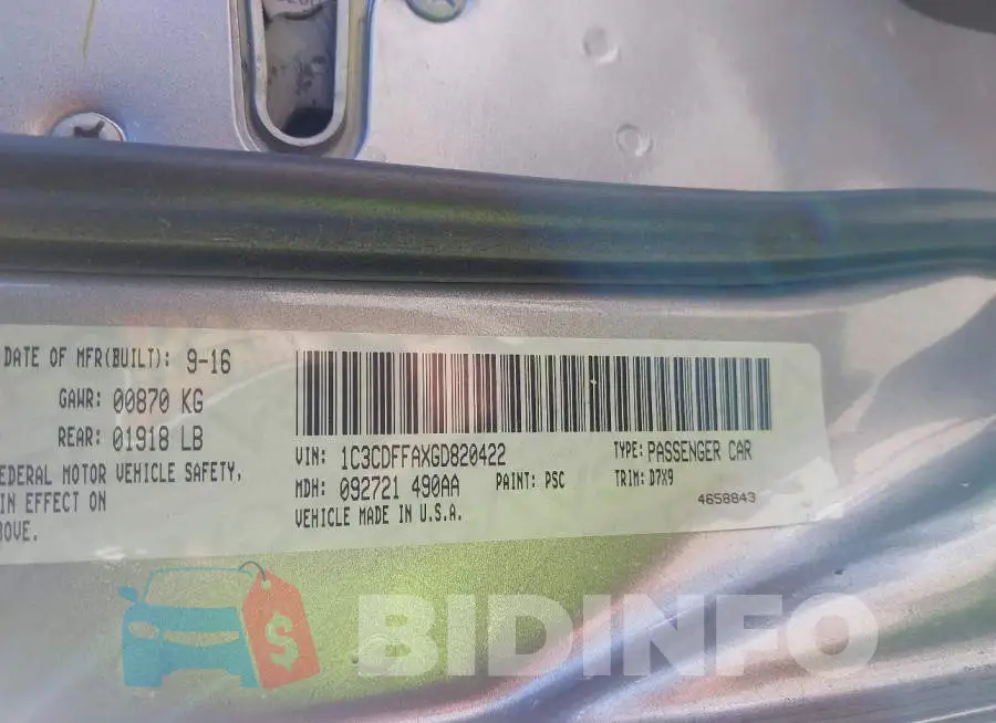 1C3CDFFAXGD820422 Photo# 9