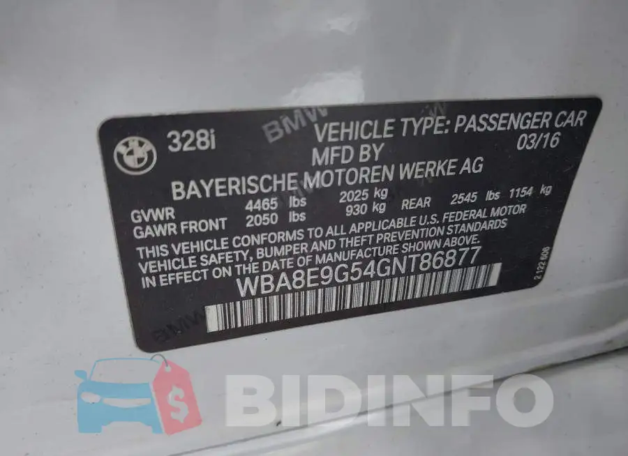 WBA8E9G54GNT86877 Photo# 9