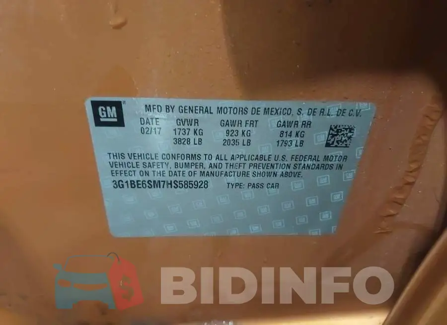 3G1BE6SM7HS585928 Photo# 9