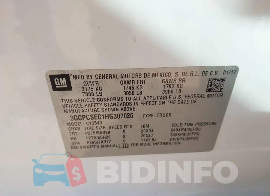 3GCPCSEC1HG307026 Photo# 9