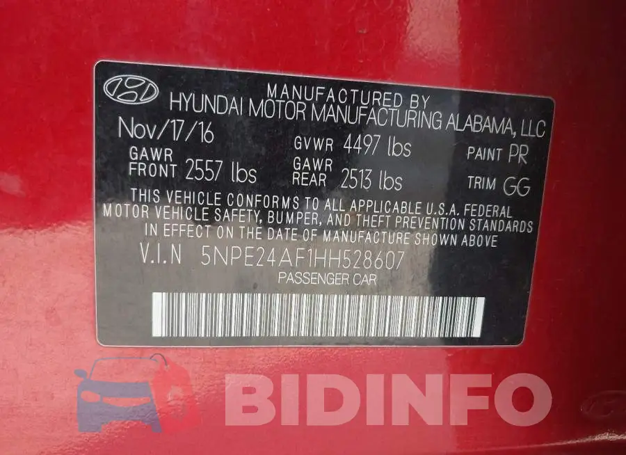 5NPE24AF1HH528607 Photo# 9
