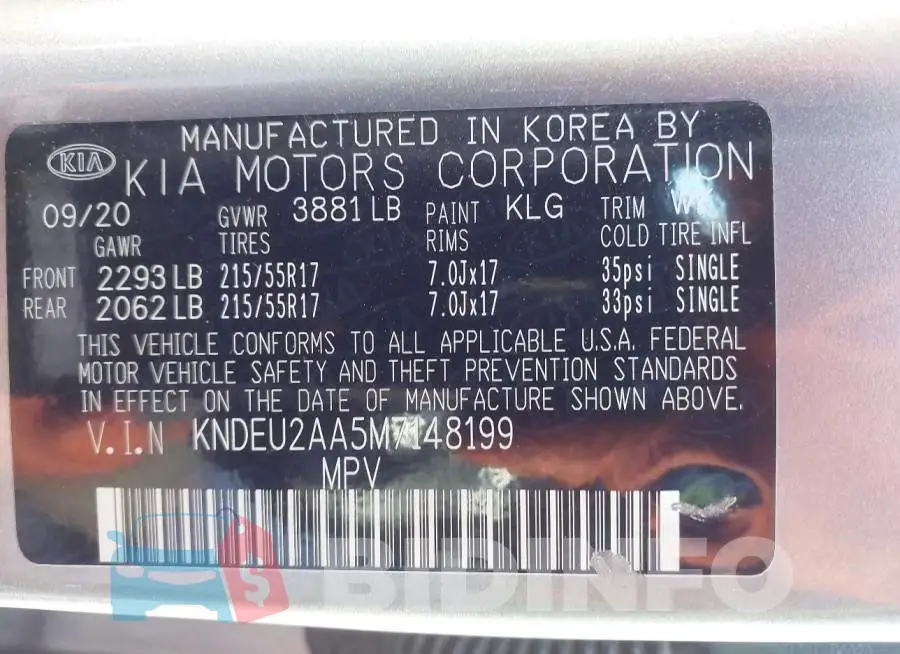 KNDEU2AA5M7148199 Photo# 9