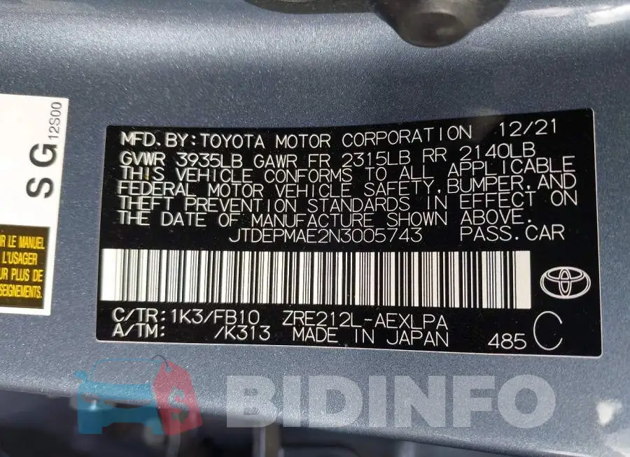 JTDEPMAE2N3005743 Photo# 9
