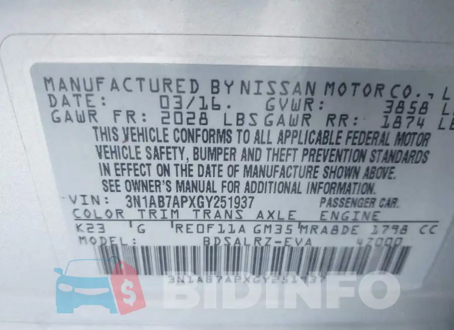 3N1AB7APXGY251937 Photo# 9