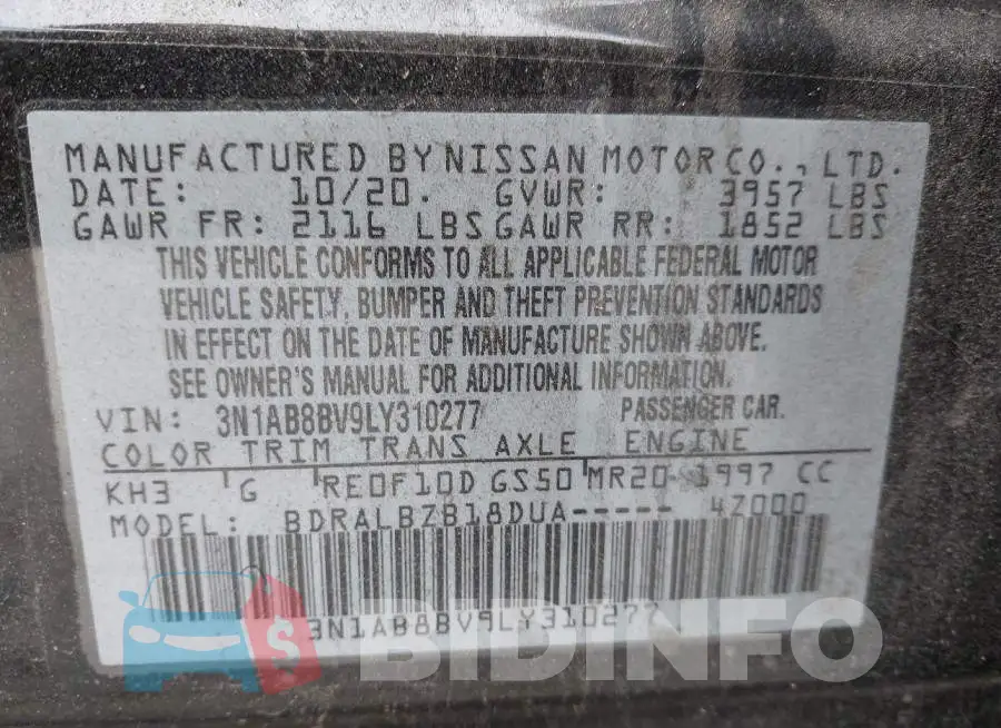 3N1AB8BV9LY310277 Photo# 9
