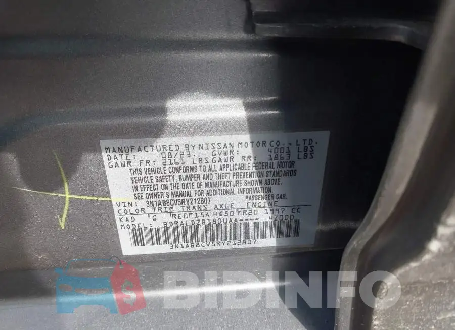 3N1AB8CV5RY212807 Photo# 9