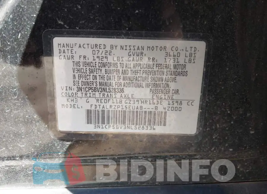 3N1CP5BV3NL528336 Photo# 9