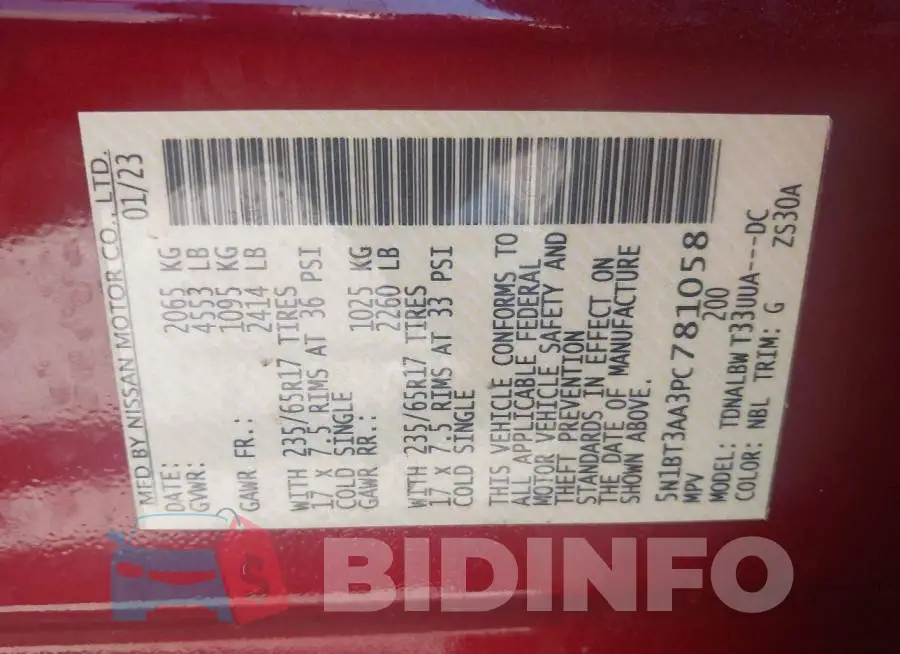 5N1BT3AA3PC781058 Photo# 9