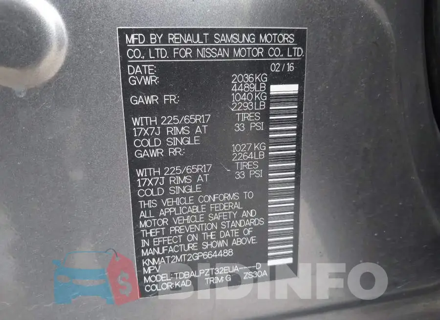 KNMAT2MT2GP664488 Photo# 9