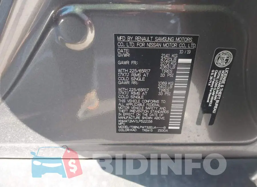 KNMAT2MV1LP522158 Photo# 9