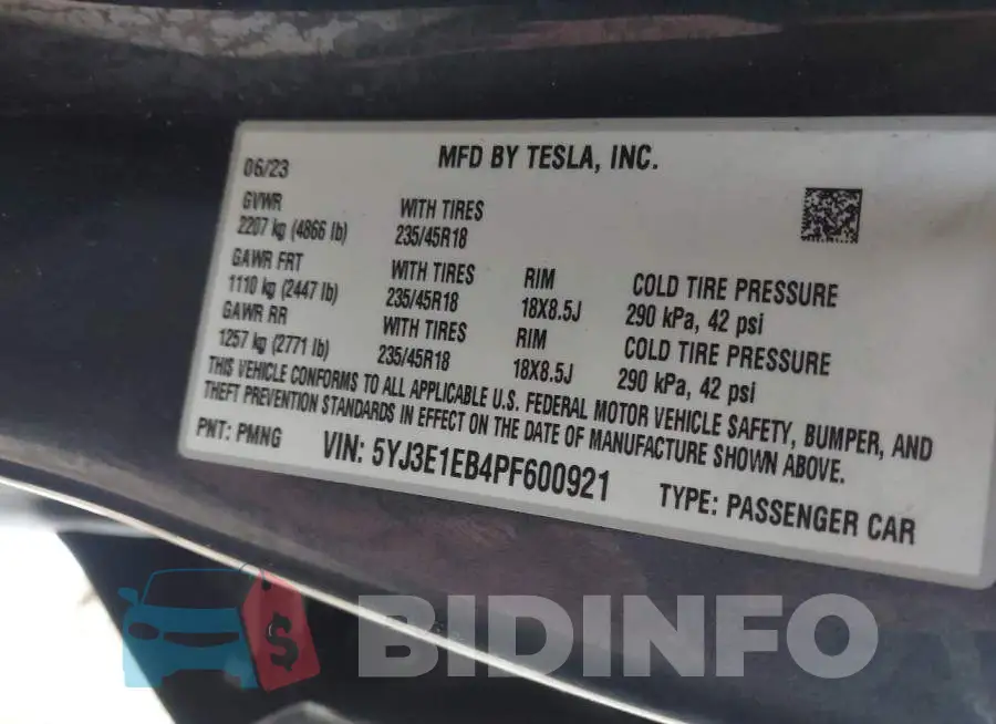 5YJ3E1EB4PF600921 Photo# 9