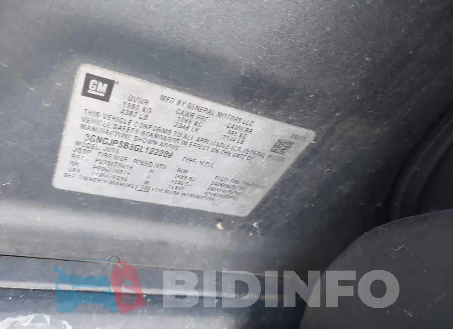 3GNCJPSB3GL122289 Photo# 9