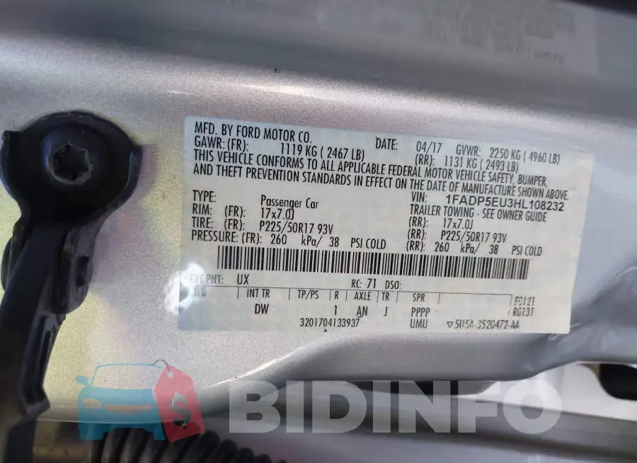 1FADP5EU3HL108232 Photo# 9