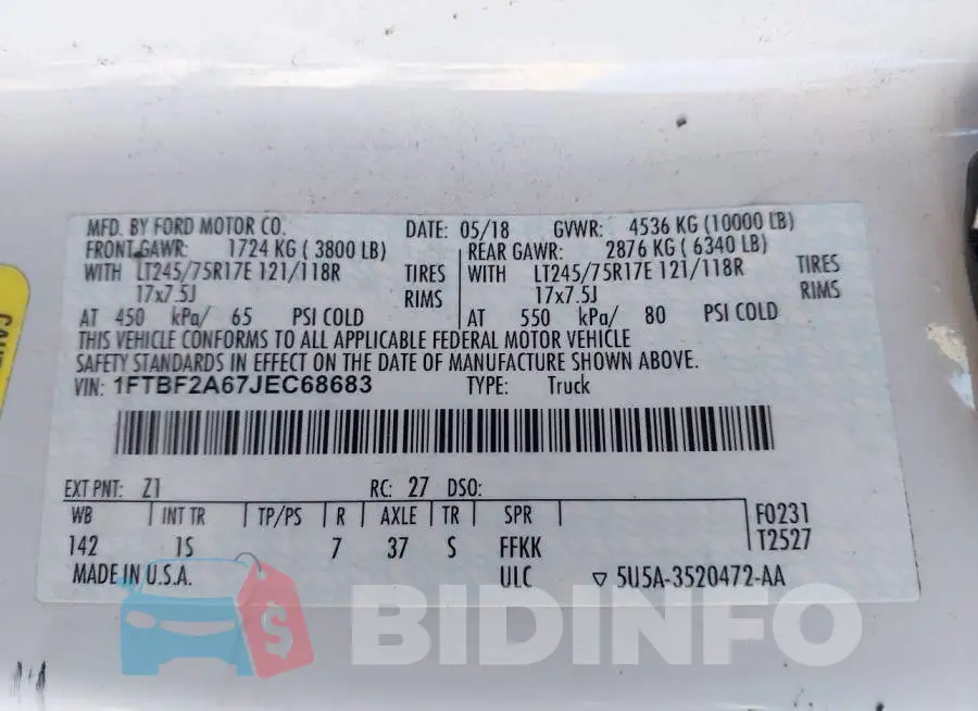 1FTBF2A67JEC68683 Photo# 9