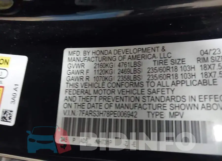 7FARS3H78PE006942 Photo# 9
