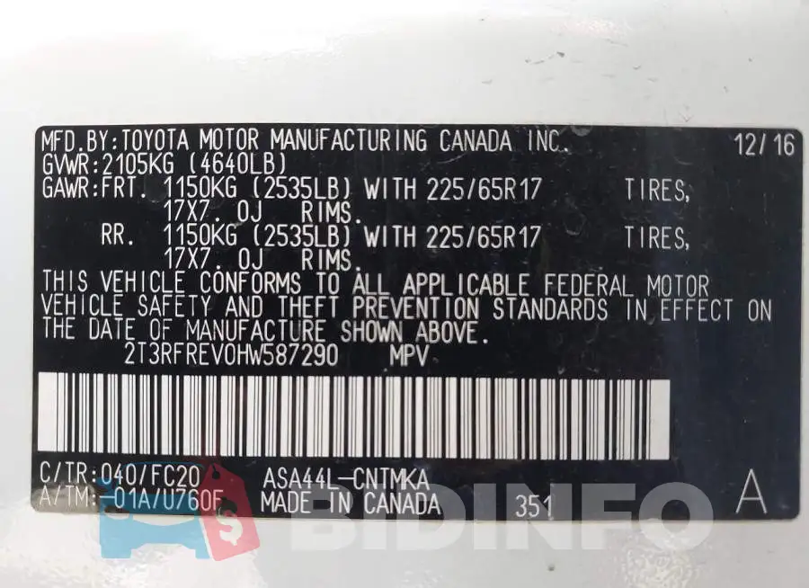 2T3RFREV0HW587290 Photo# 9