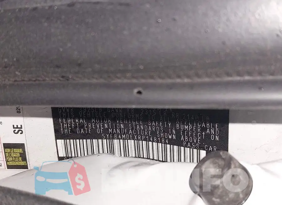 5YFB4MDEXRP148184 Photo# 9