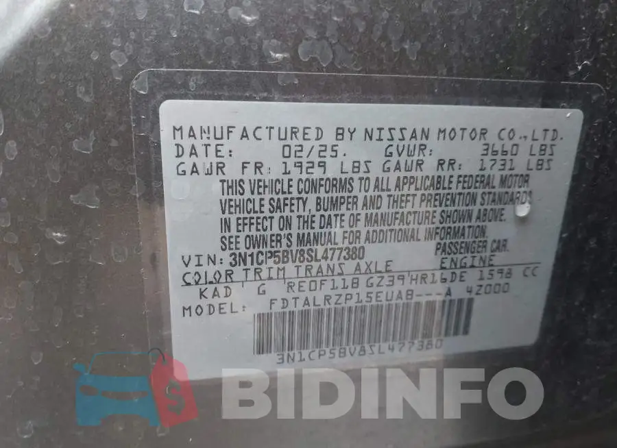 3N1CP5BV8SL477380 Photo# 9