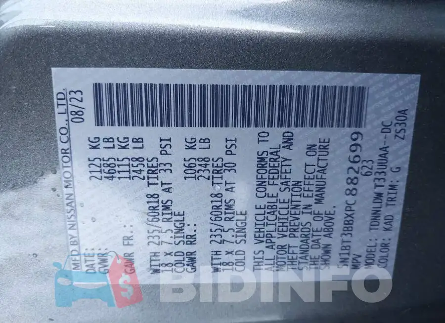 5N1BT3BBXPC882699 Photo# 9