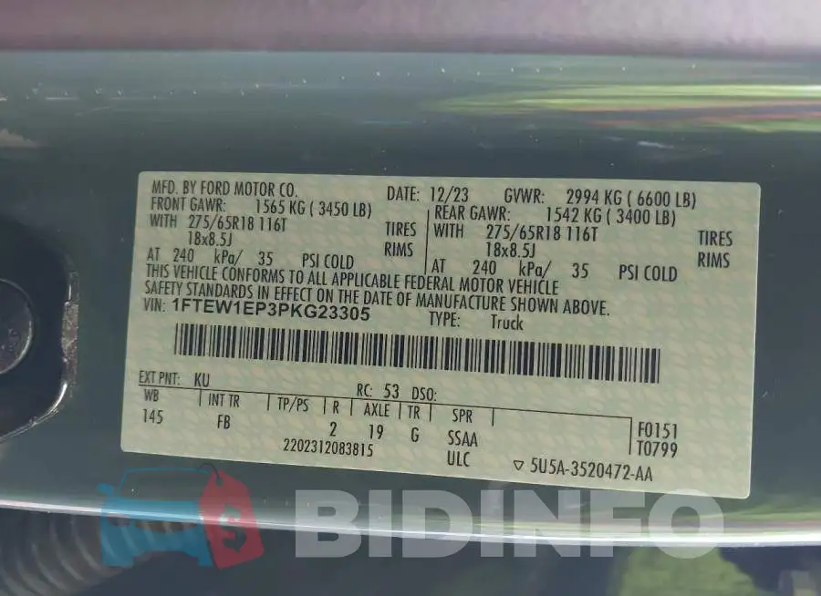 1FTEW1EP3PKG23305 Photo# 9