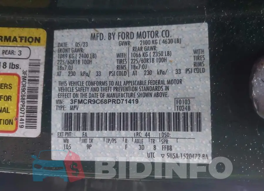 3FMCR9C68PRD71419 Photo# 9