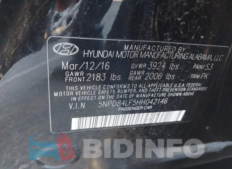 5NPD84LF5HH042146 Photo# 9