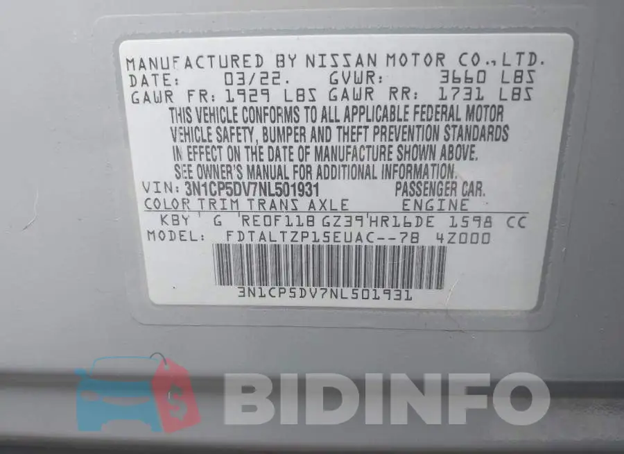 3N1CP5DV7NL501931 Photo# 9