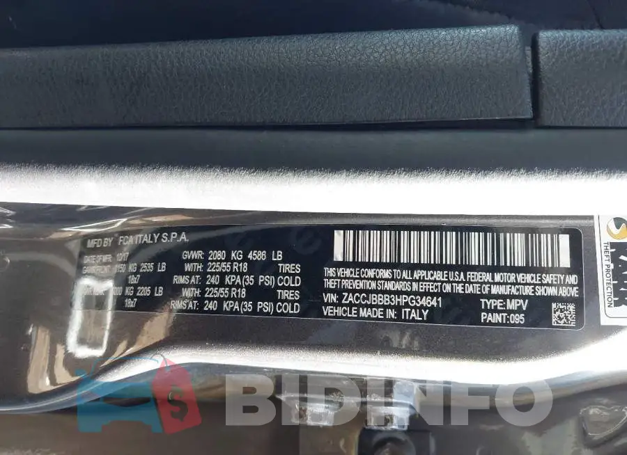 ZACCJBBB3HPG34641 Photo# 9
