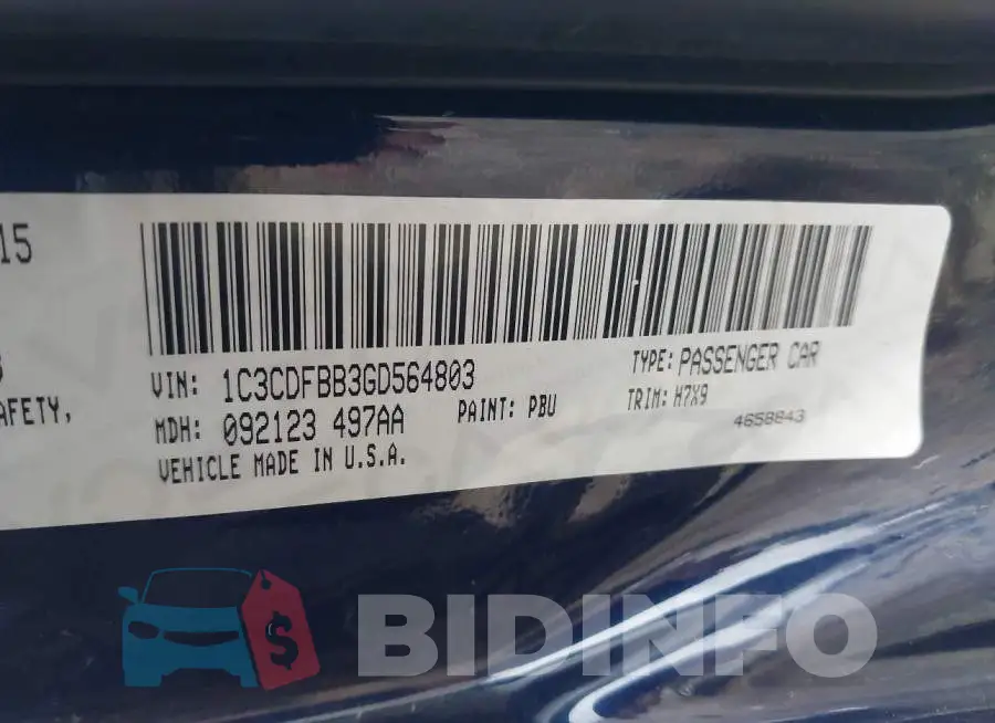 1C3CDFBB3GD564803 Photo# 9
