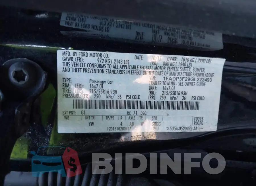 1FADP3F29GL222493 Photo# 9
