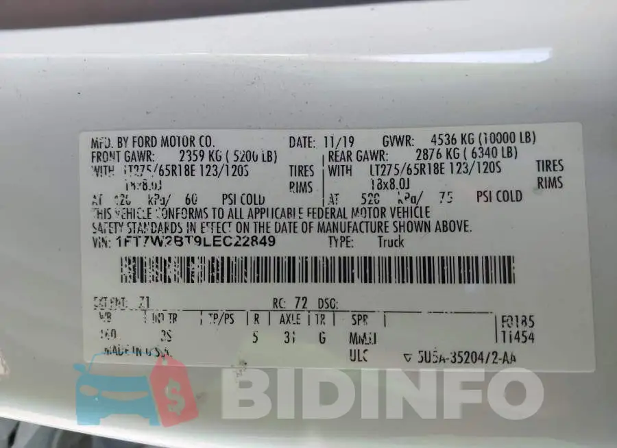 1FT7W2BT9LEC22849 Photo# 9