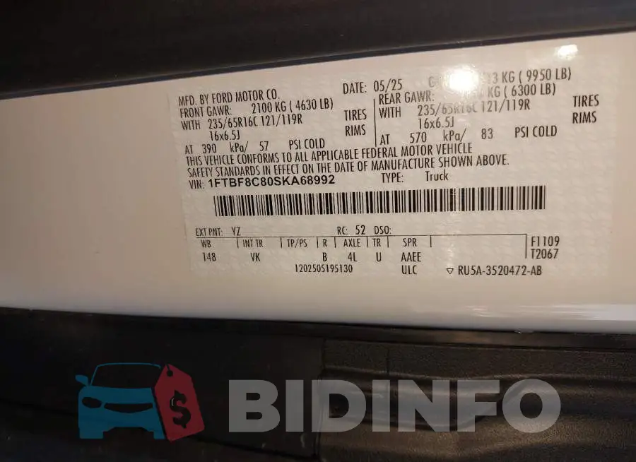 1FTBF8C80SKA68992 Photo# 9