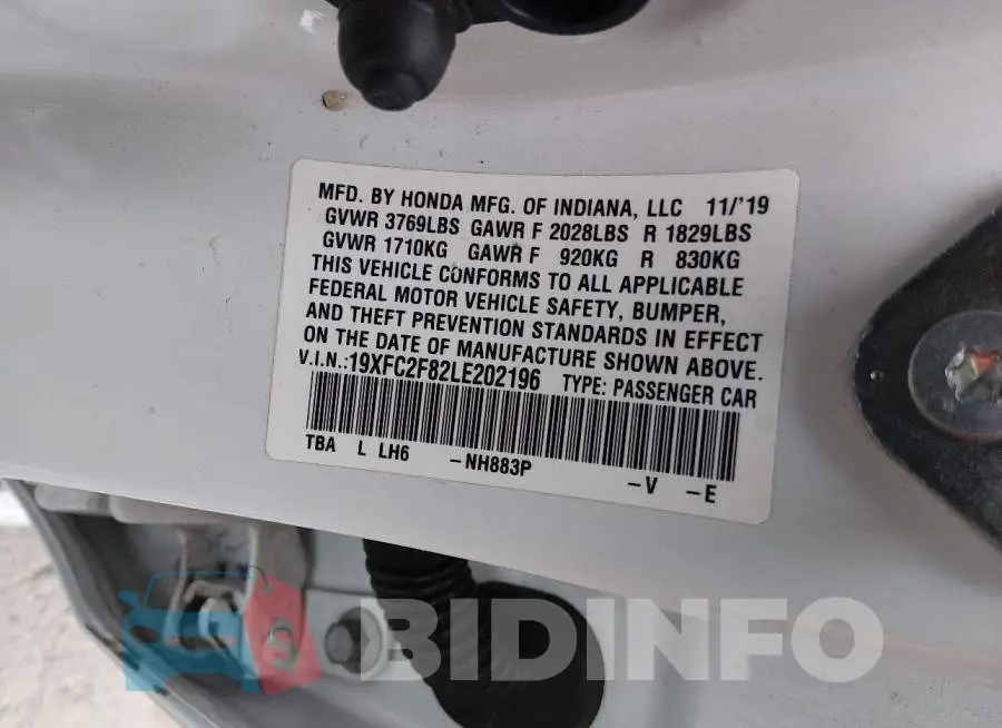 19XFC2F82LE202196 Photo# 9