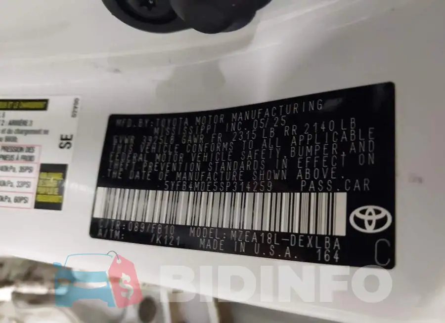 5YFB4MDE5SP314259 Photo# 9