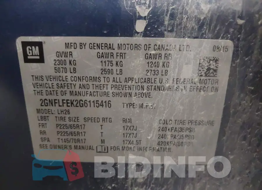 2GNFLFEK2G6115416 Photo# 9