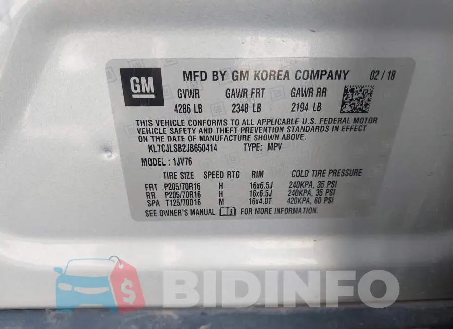 KL7CJLSB2JB650414 Photo# 9