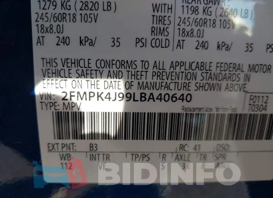 2FMPK4J99LBA40640 Photo# 9