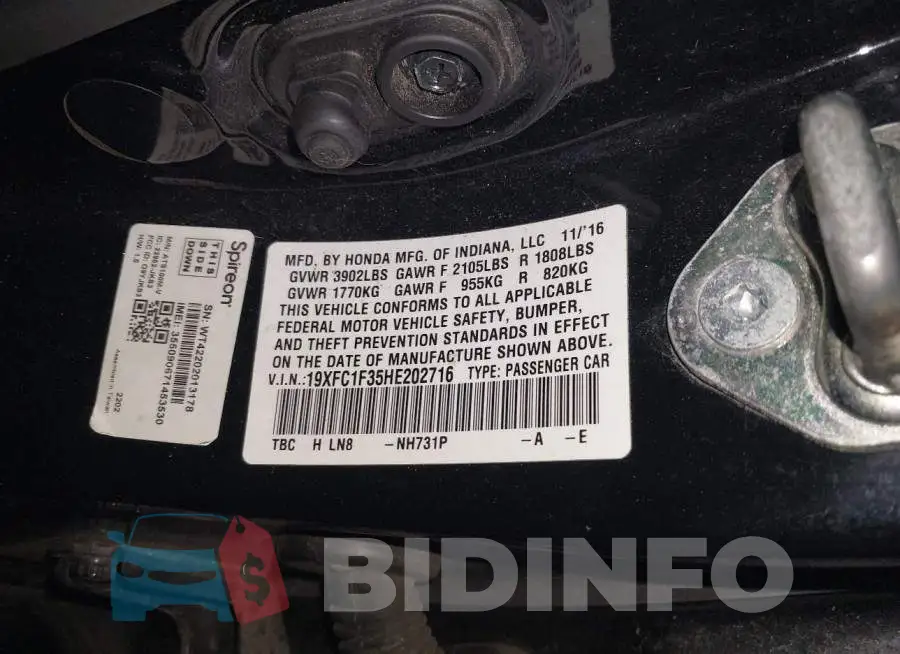 19XFC1F35HE202716 Photo# 9