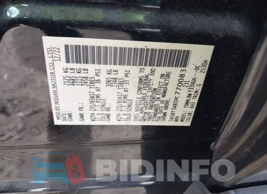 5N1BT3AB1PC770083 Photo# 9