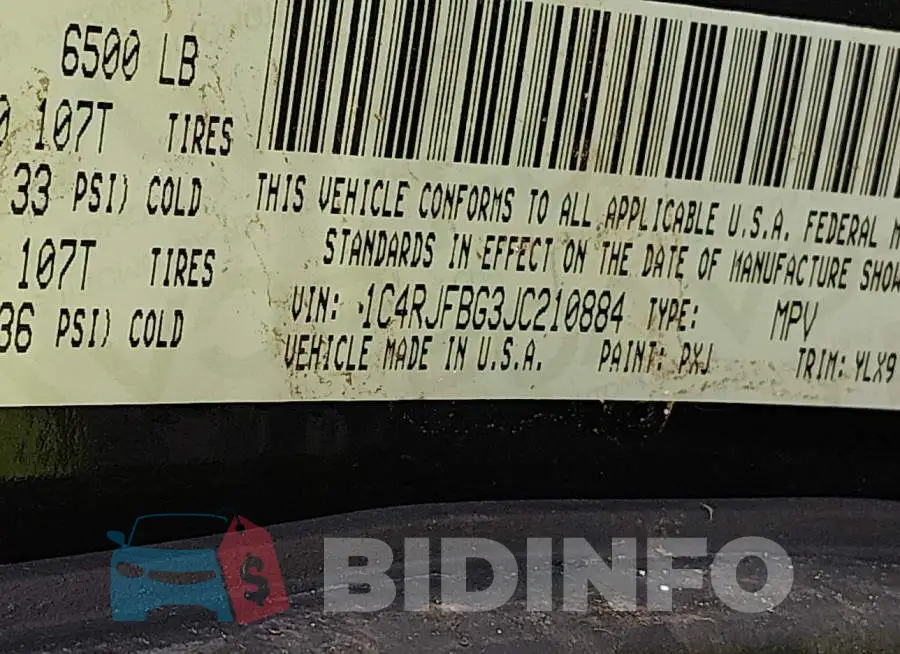 1C4RJFBG3JC210884 Photo# 9