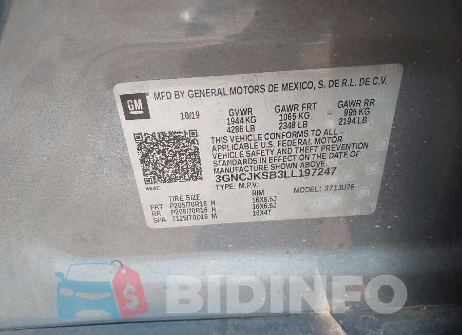 3GNCJKSB3LL197247 Photo# 9